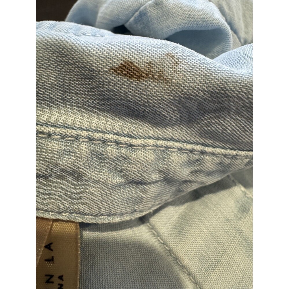 Liverpool Shirt Women's Small Blue Light Wash Chambray Denim Tunic Roll Tab Top - Picture 5 of 13